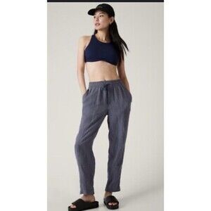 Athleta Retreat Linen High Rise Ankle Pant Navy size its Tall xs